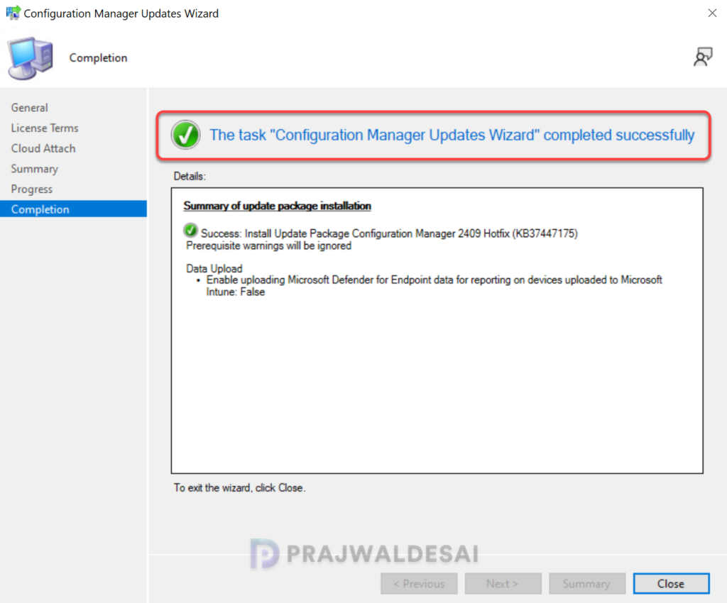 Install Configuration Manager Hotfix KB37447175