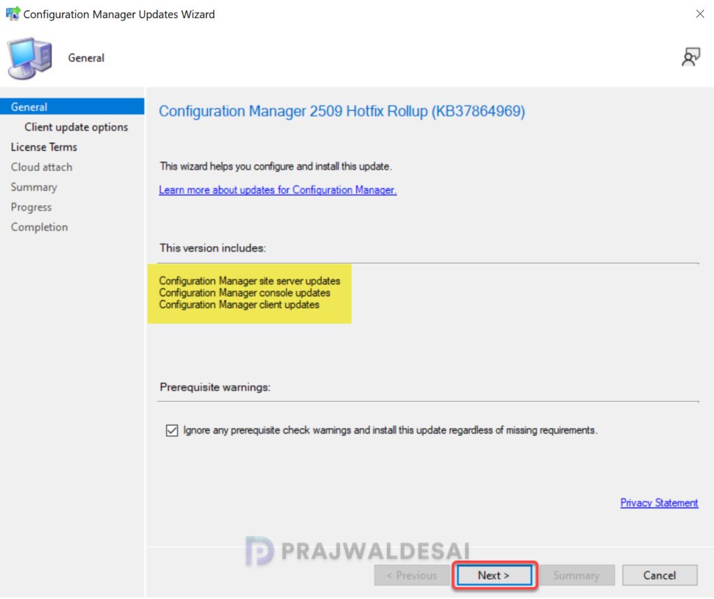 Install Configuration Manager Hotfix Rollup KB37864969