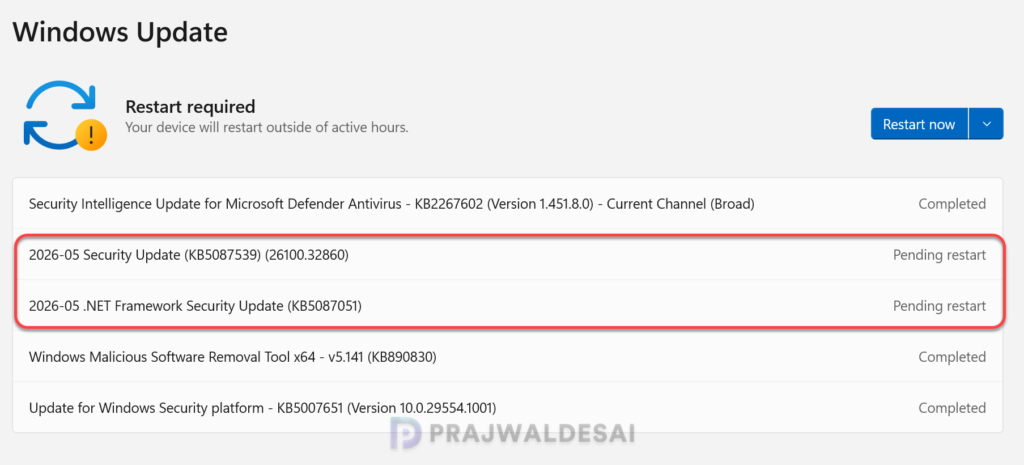 Install the KB5087539 via Windows Update