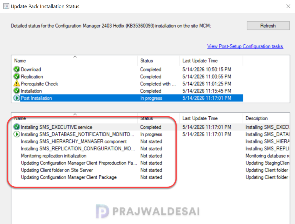 Monitor Installation of ConfigMgr Hotfix KB35360093