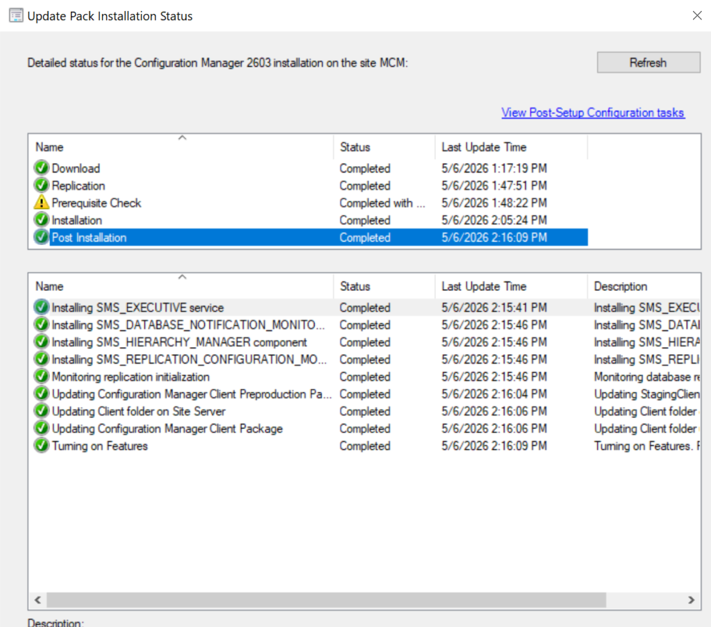 Monitor SCCM 2603 Upgrade