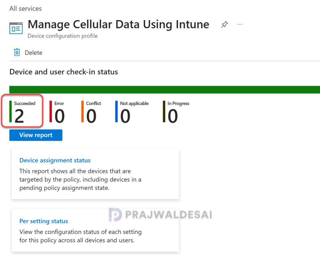 Monitor the Cellular Data policy assignments