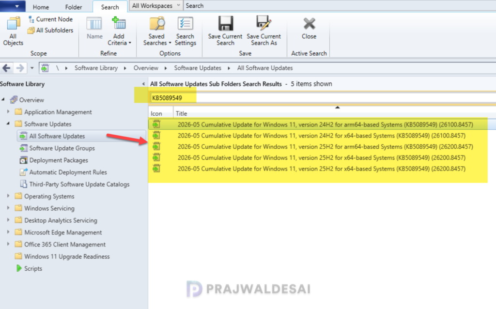Patching KB5089549 update using Configuration Manager