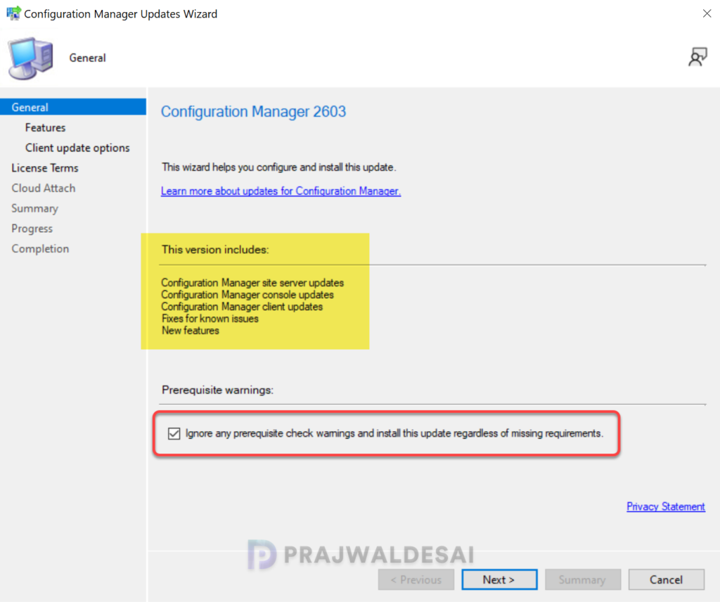 SCCM 2603 Upgrade - Update Details