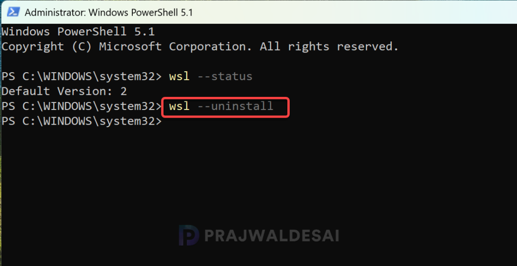 Uninstall WSL from Windows 11
