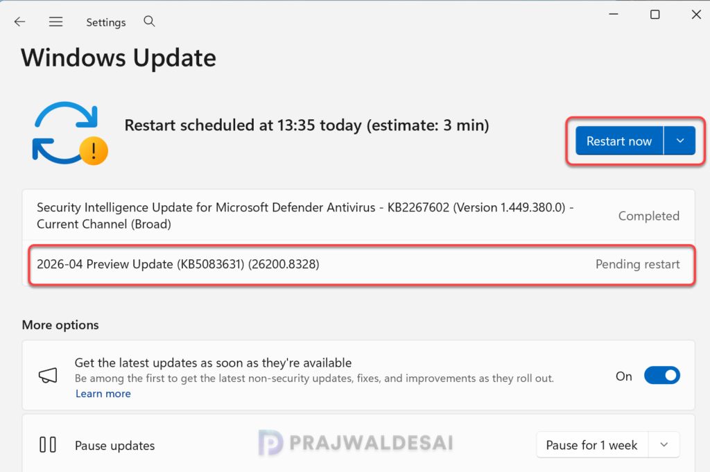 2026-04 Cumulative Update Preview for Windows 11, version 25H2 (26200.8328)