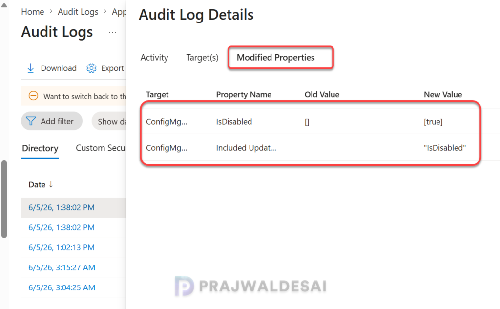Audit App Registration Deactivation and Reactivation Events