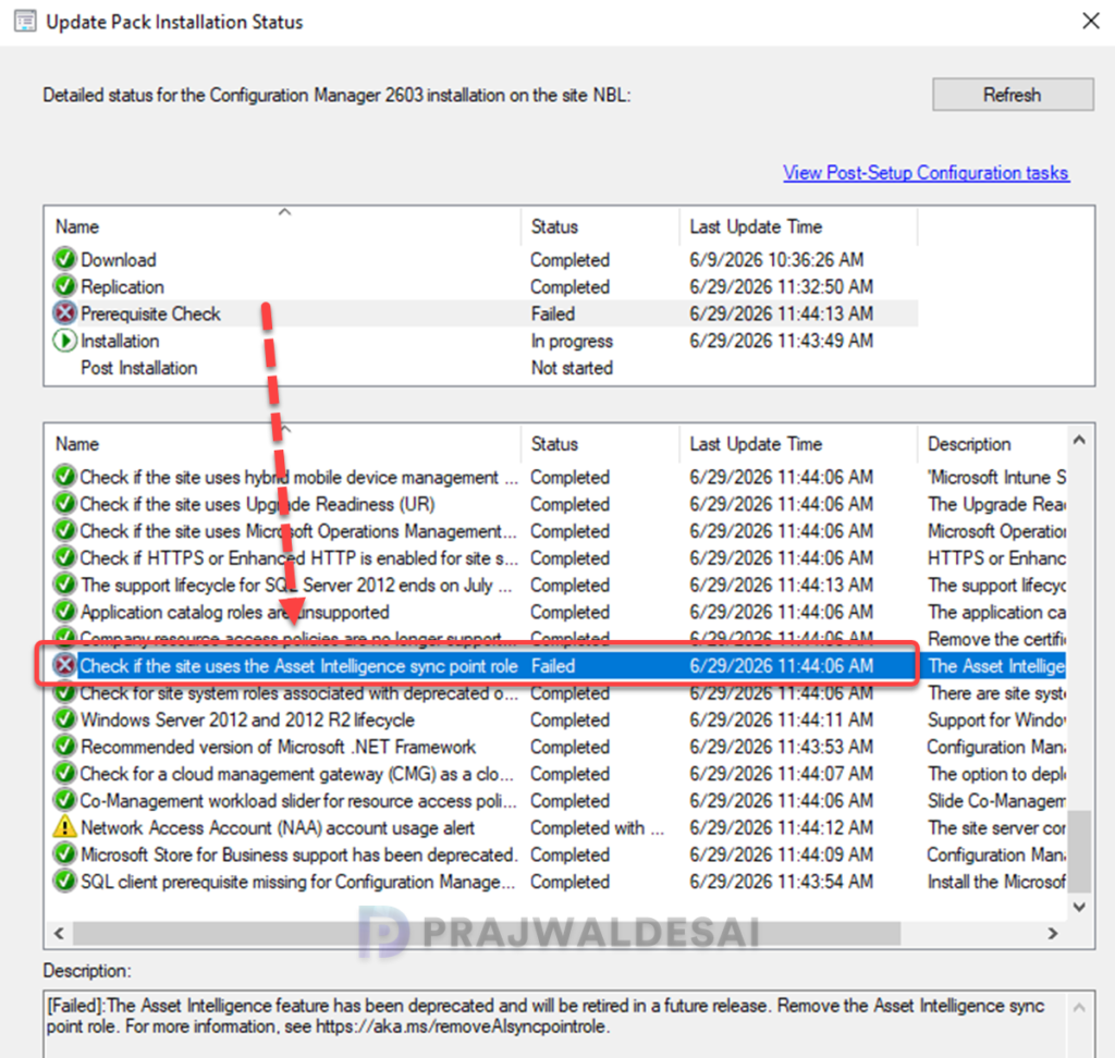 ConfigMgr Upgrade fails with Asset Intelligence Role Installed