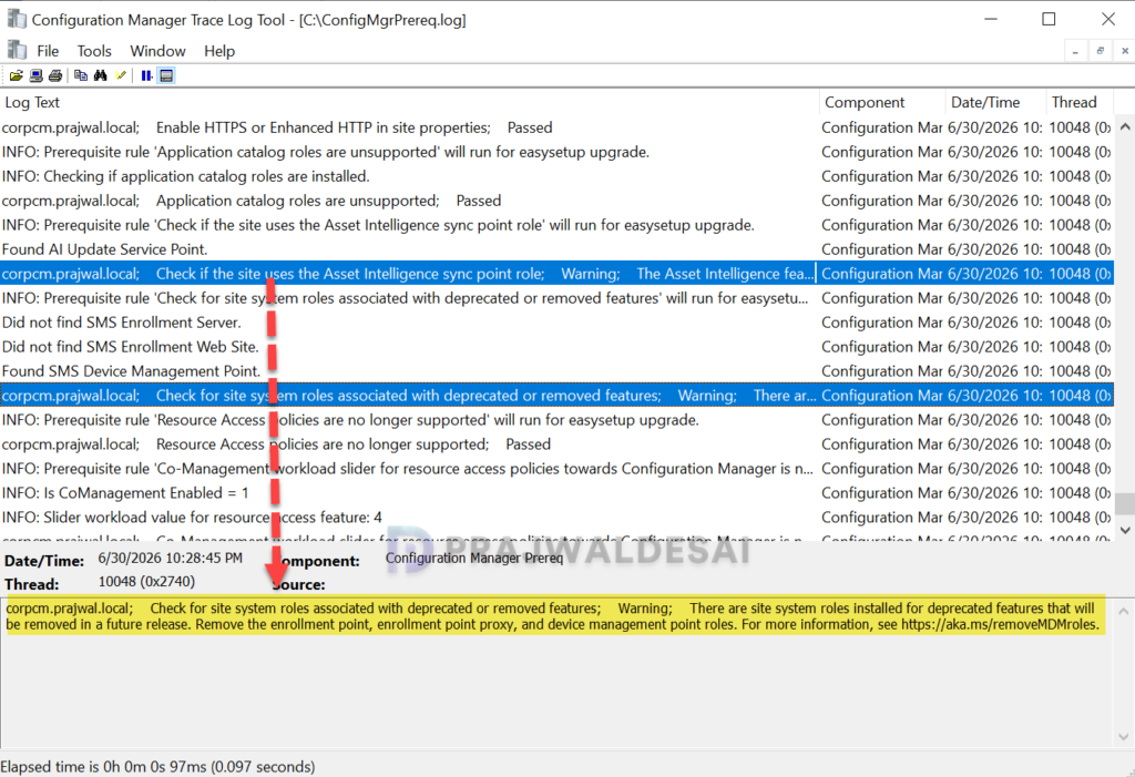 Check if the site uses the Asset Intelligence sync point role