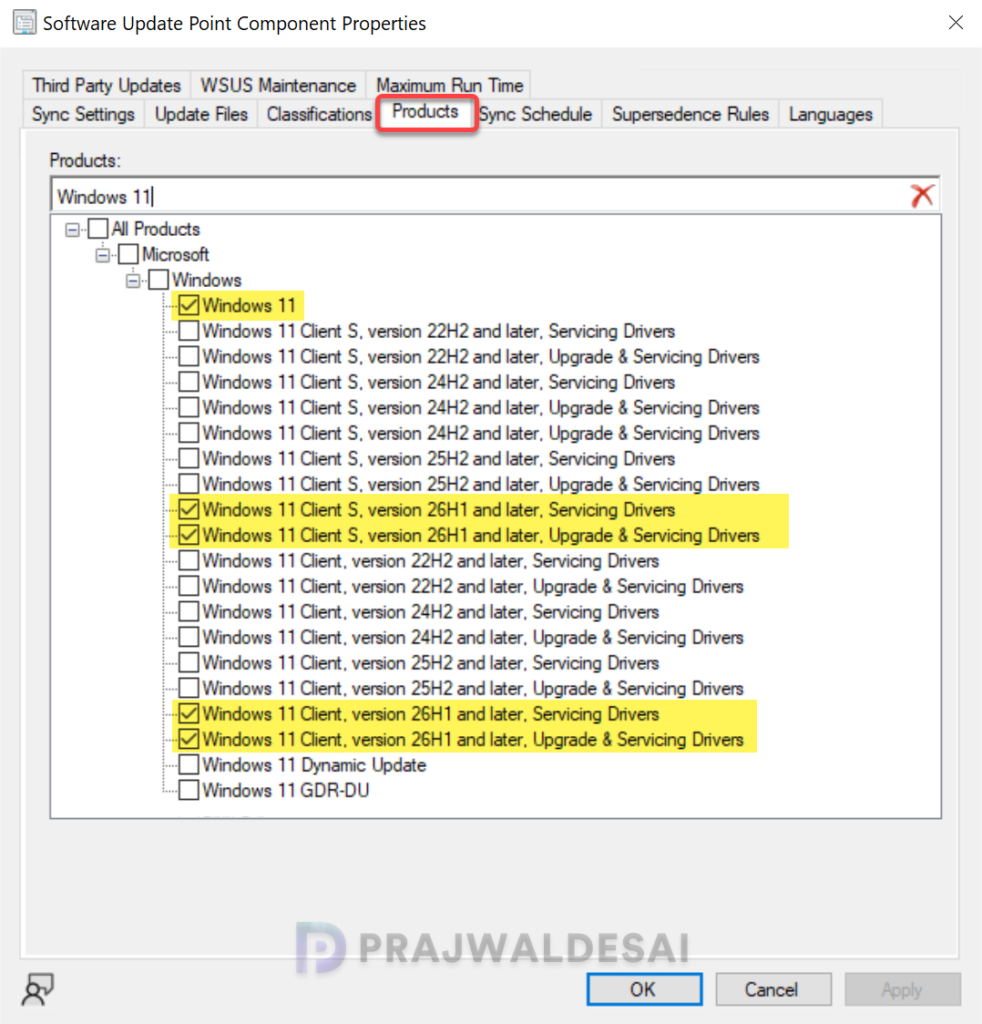 Enable Windows 11 26H1 updates in SCCM