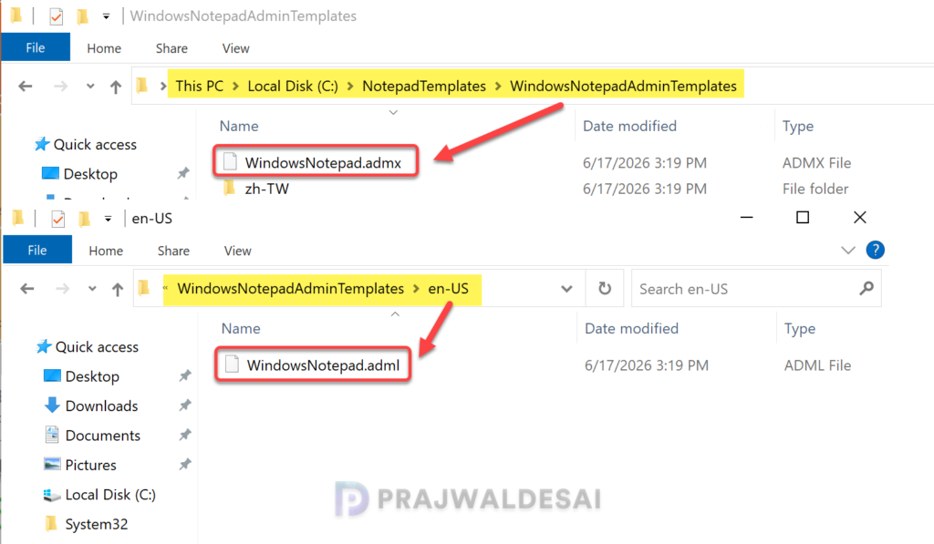 Extract Notepad ADMX Template files