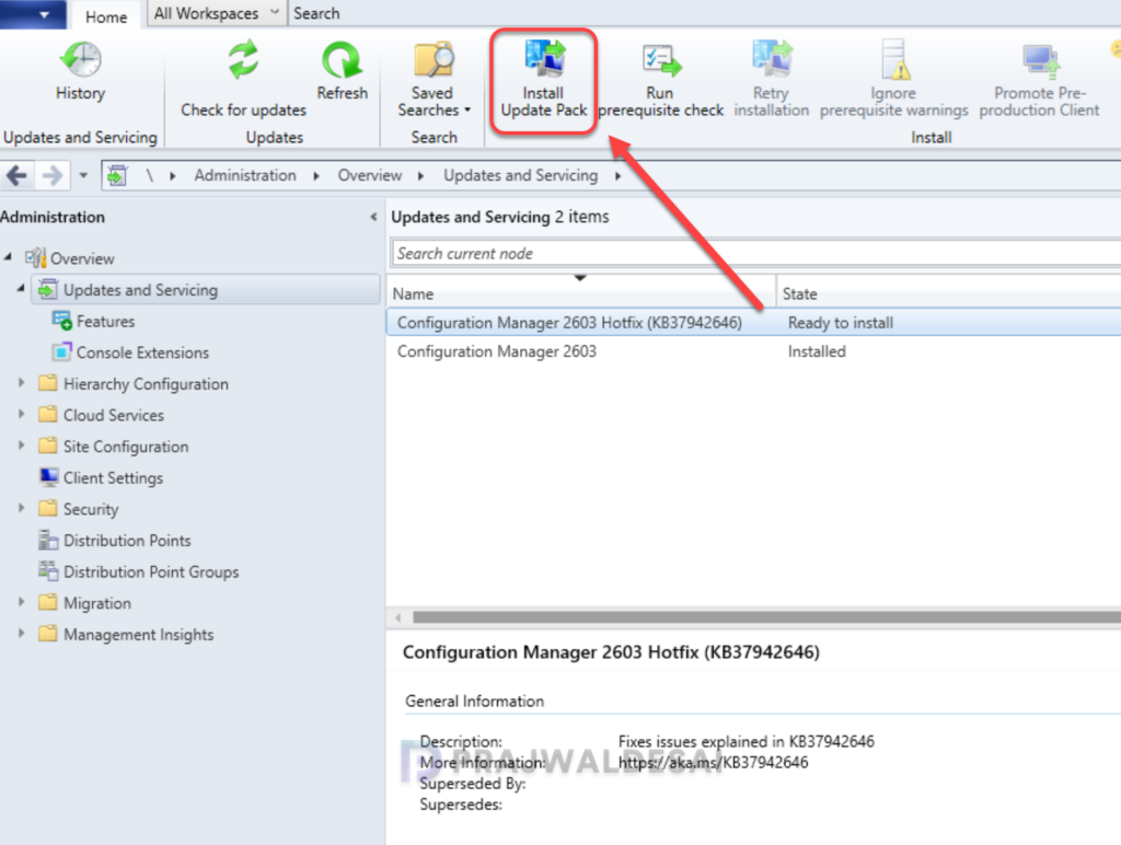 Install Hotfix KB37942646 for Configuration Manager