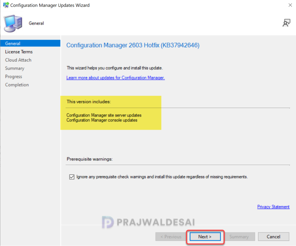 Install Hotfix KB37942646 for Configuration Manager