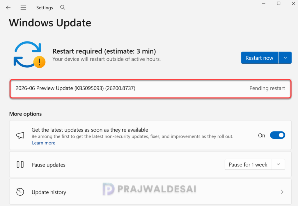 Install KB5095093 Preview Update for Windows 11