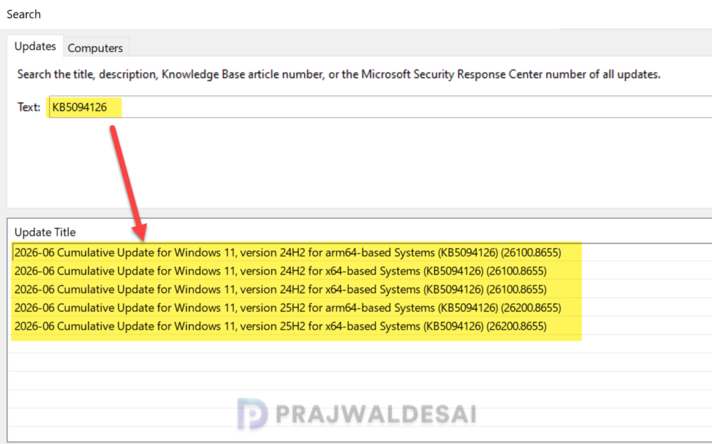 Manually Import KB5094126 Cumulative Update into WSUS