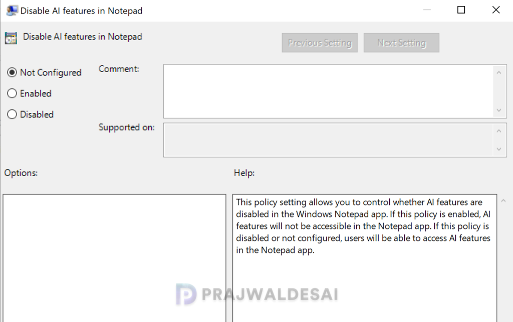 ADMX Policy settings for Notepad