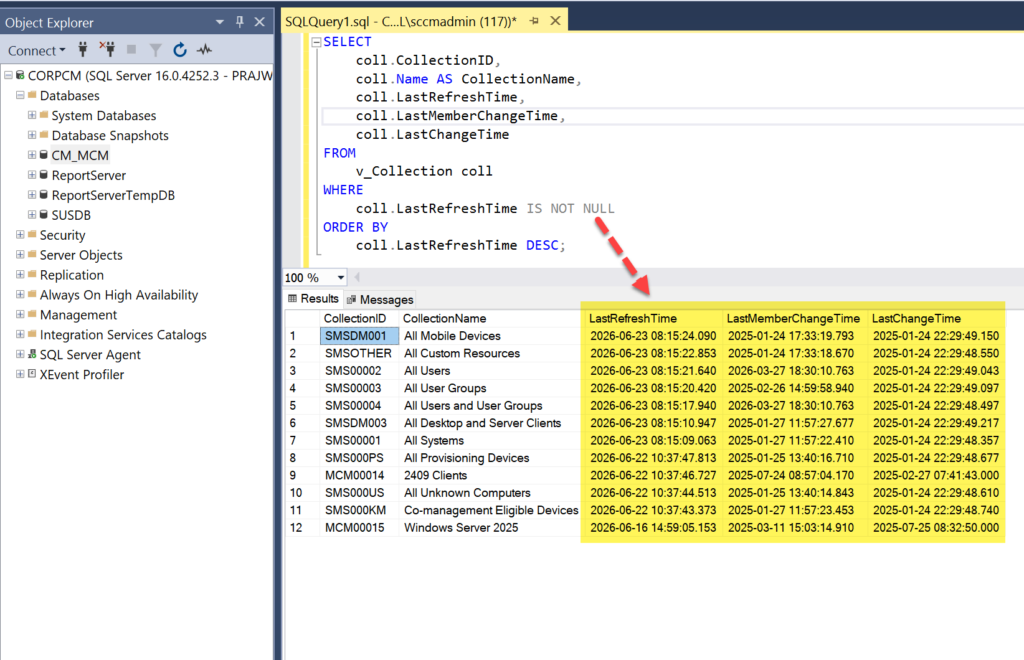 SQL Query to Monitor Collection Evaluation in SCCM