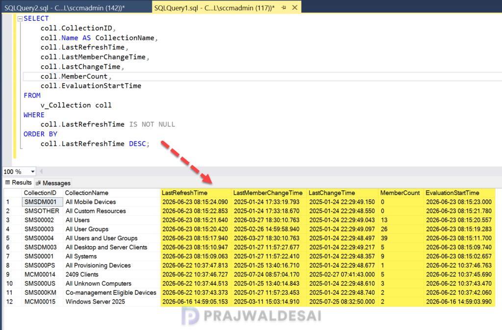 SQL Query to Monitor Collection Evaluation in SCCM