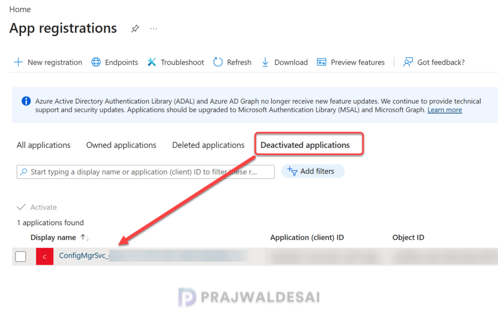View Deactivated Applications in Entra Admin Center