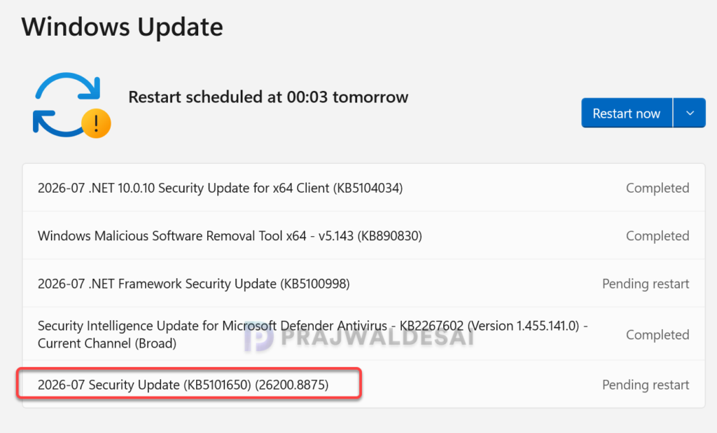Installing KB5101650 KB5099414 Update on Windows 11