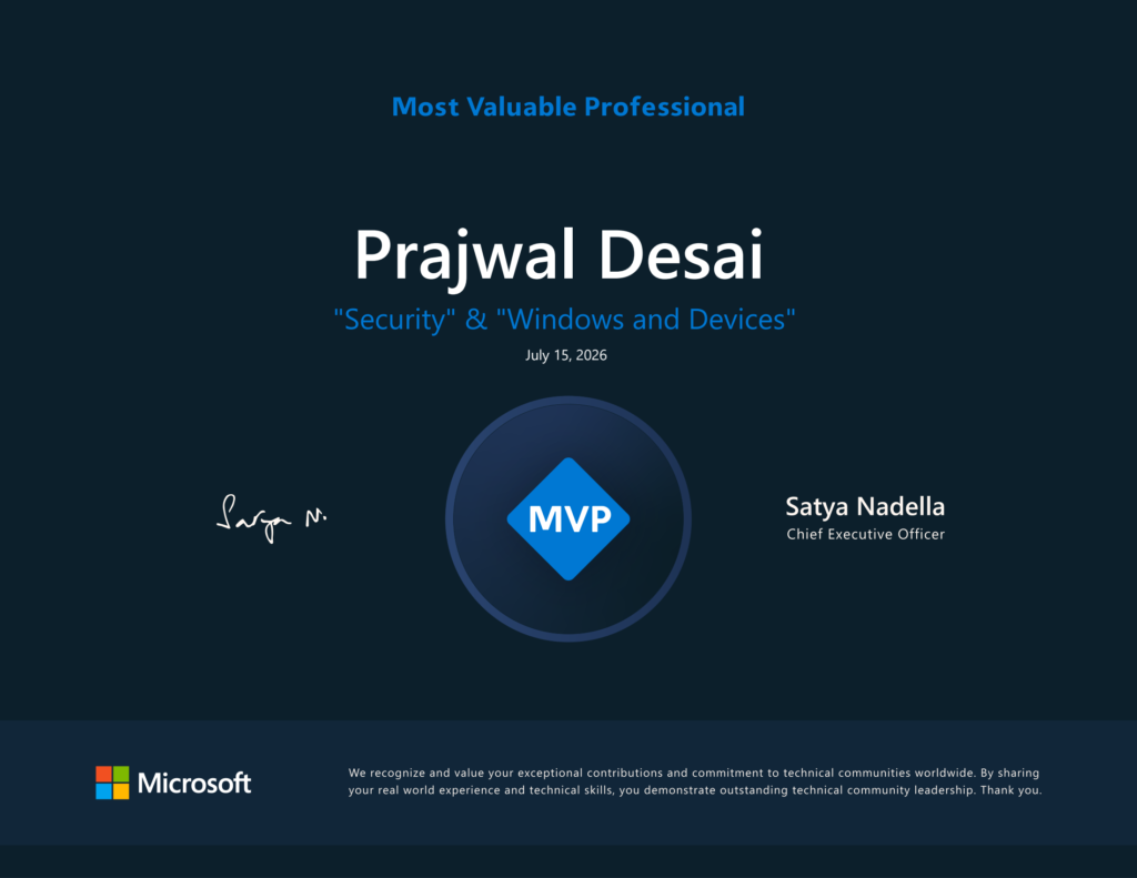 Prajwal Desai MVP 2026