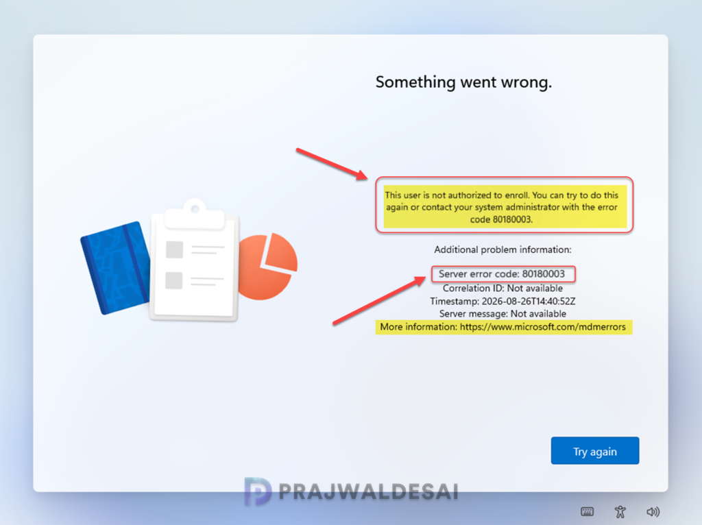 Autopilot Device Enrollment Error 80180003