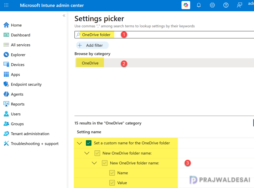 Customize OneDrive Sync Root Folder Name using Intune