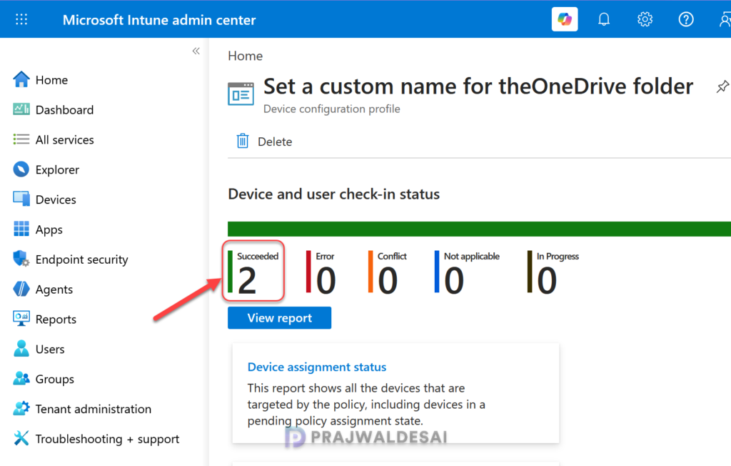 Monitor OneDrive Custom folder name profile assignments