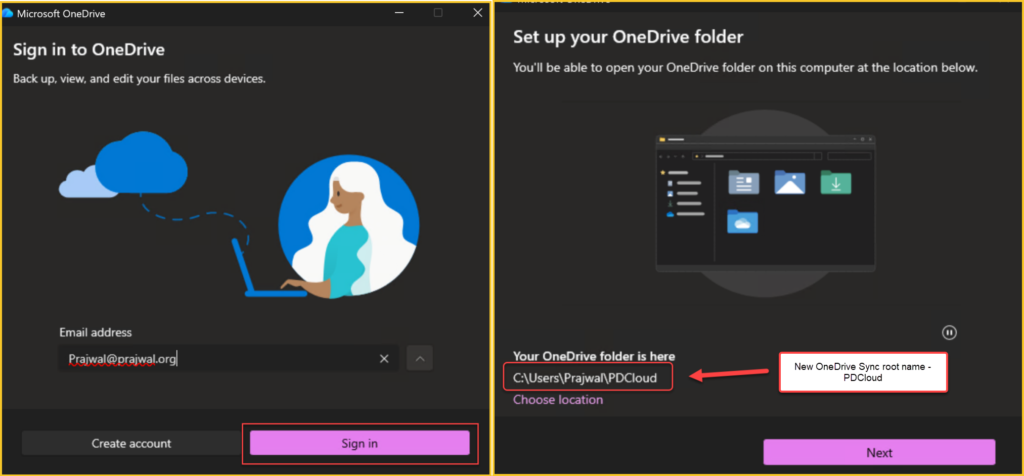 Relinking OneDrive Account on Windows PC