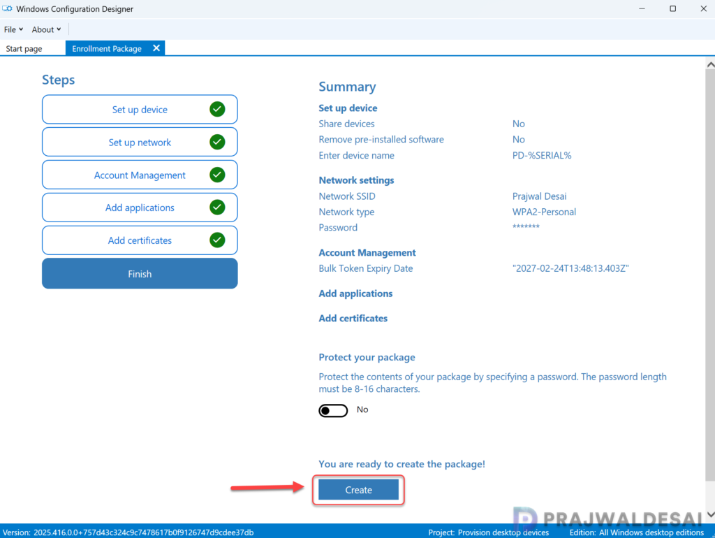 Generate a provisioning package (.ppkg) using the Windows Configuration Designer tool