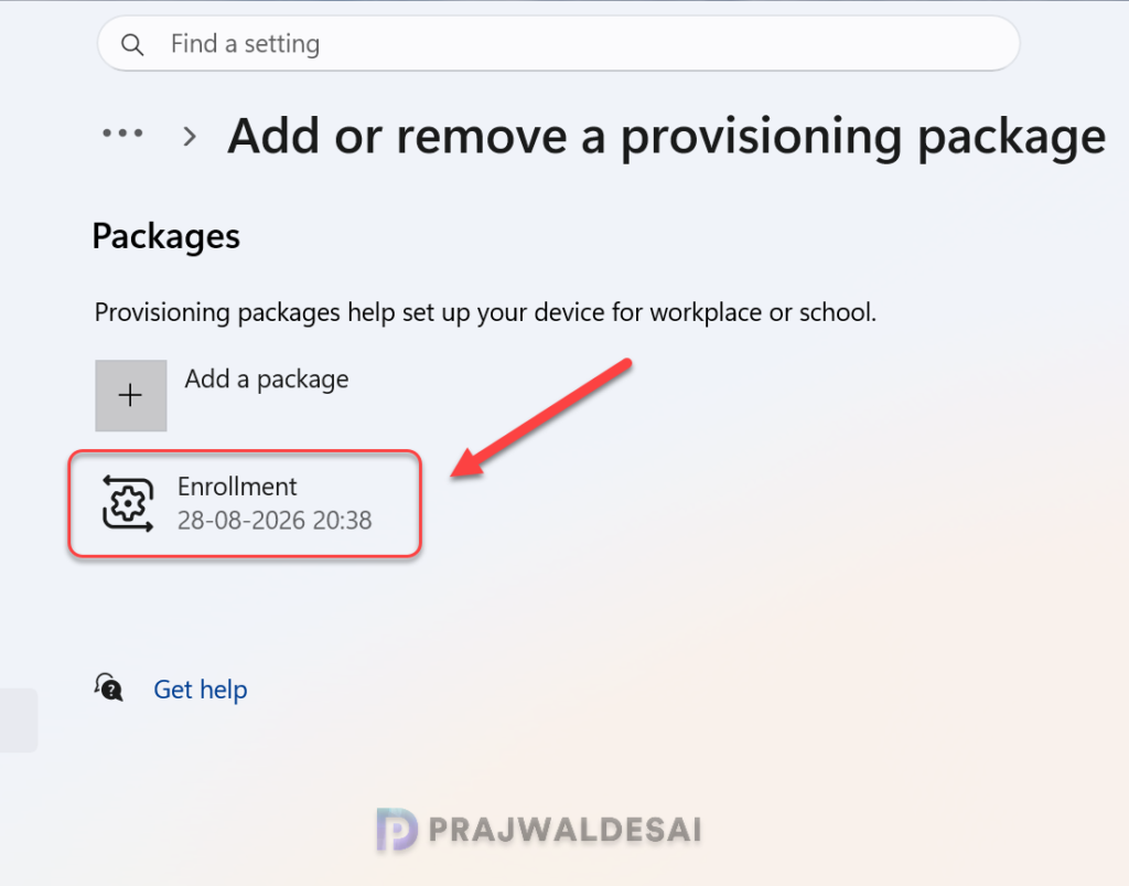 Add or remove a provisioning package