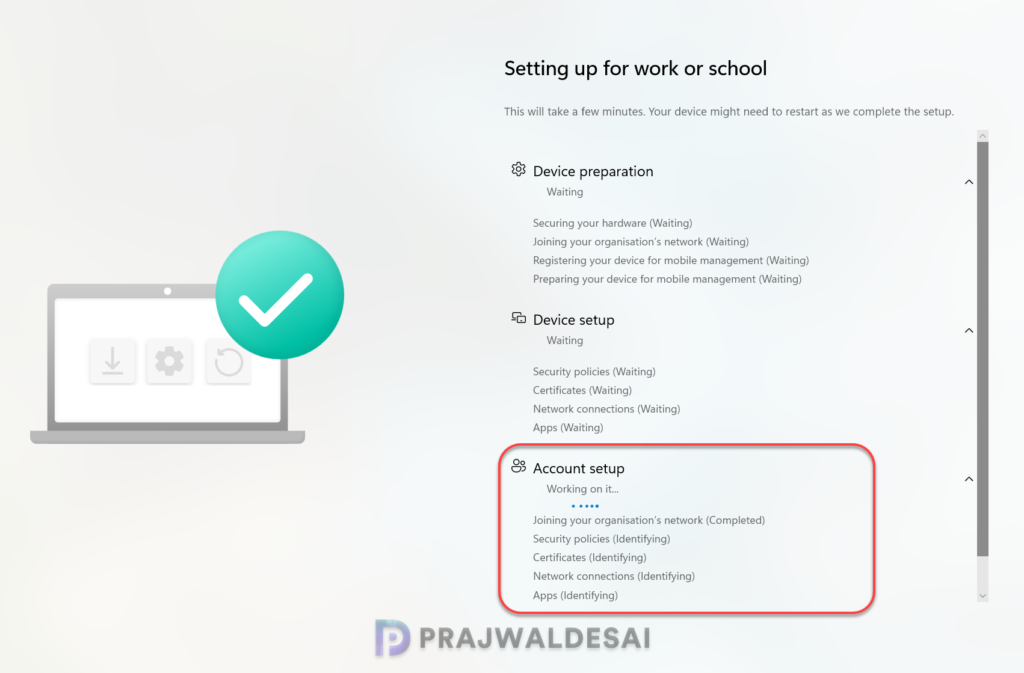 Device provisions user-specific policies, certificates, and applications