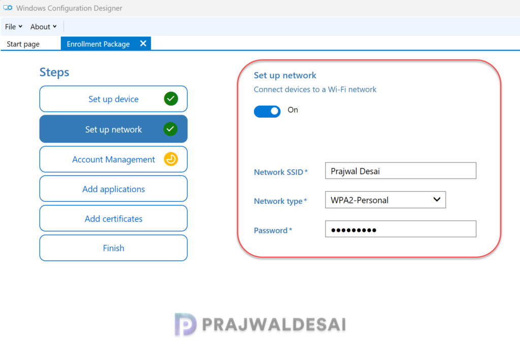 Provisioning Package - Network Configuration