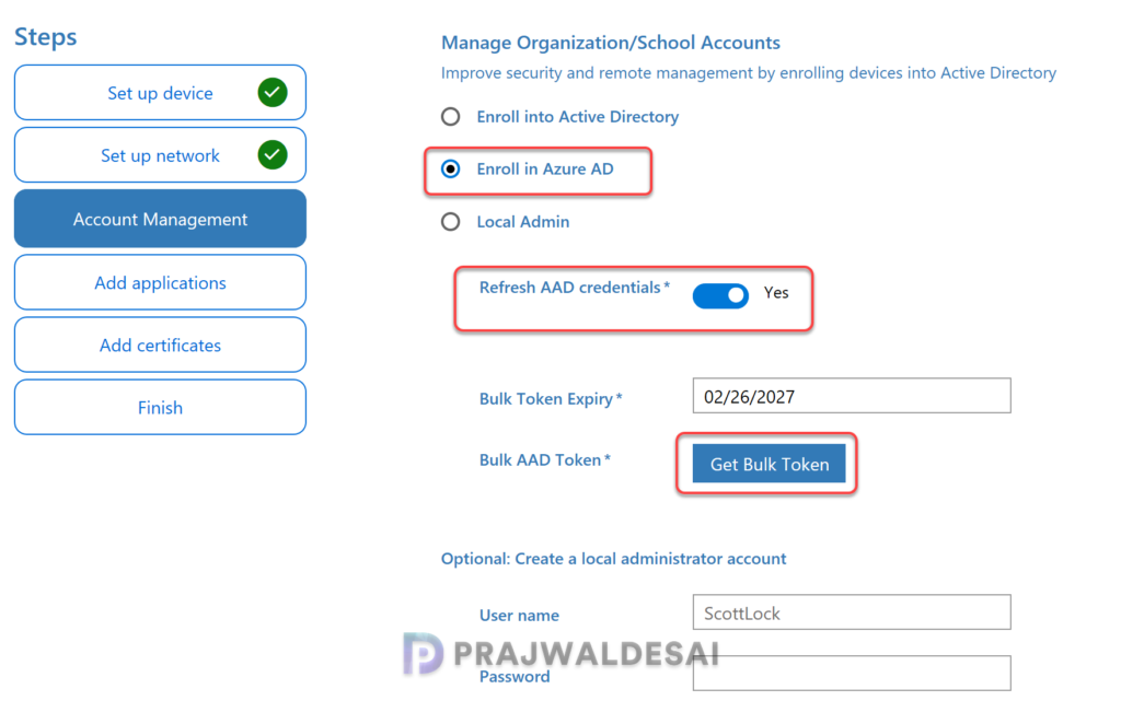 Provisioning Package - Accounts Management