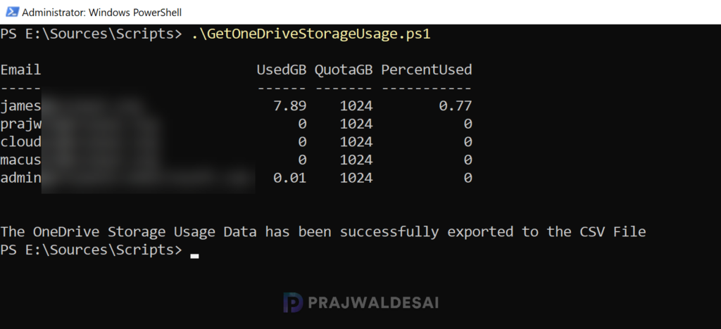 Check OneDrive Storage Usage using PowerShell