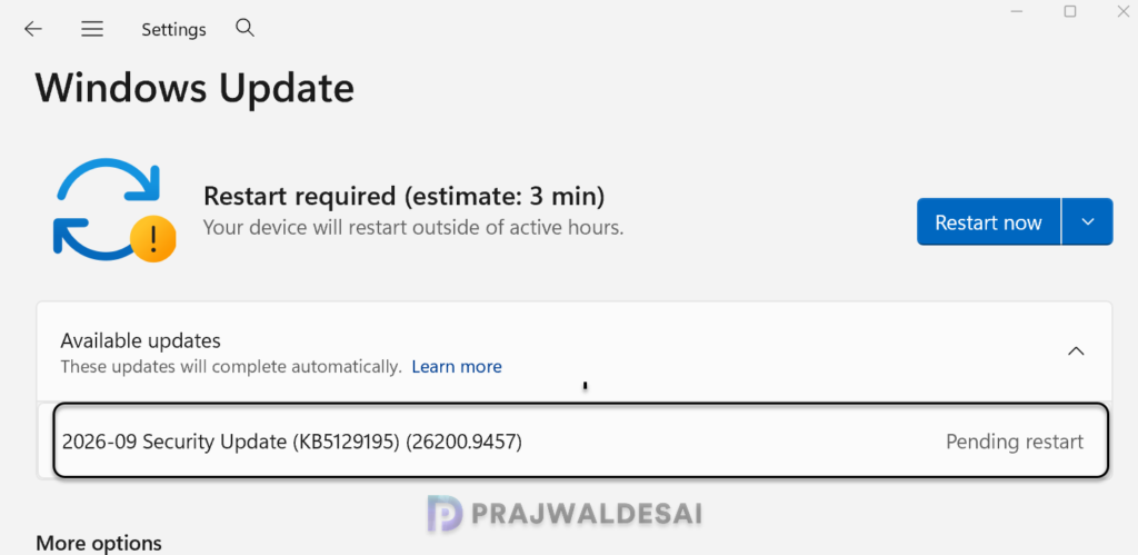 Install Windows 11 KB5129195 OOB Update