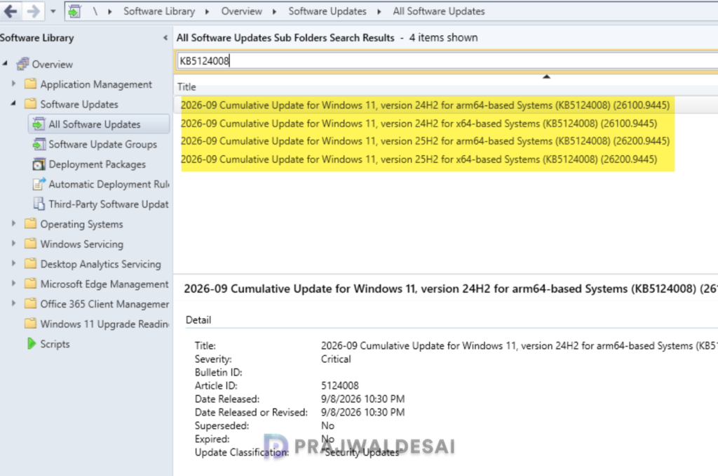 Installing KB5124008 update using SCCM