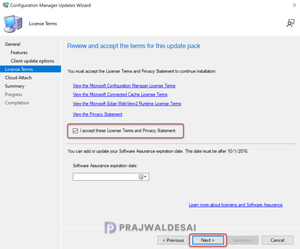 License Terms for version 2609 update