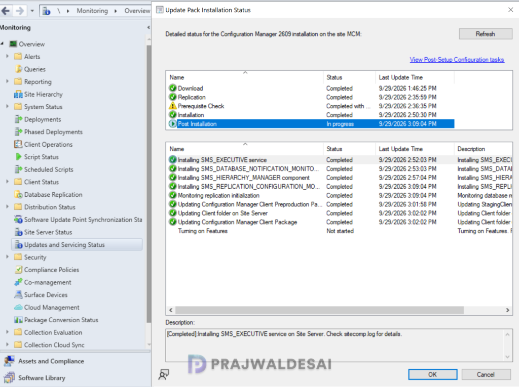 Monitoring the SCCM 2609 Upgrade