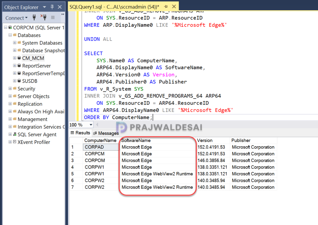 SQL Query for a specific software title
