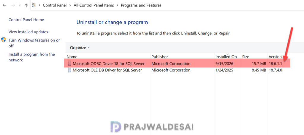 SQL Server ODBC Driver 18.6.1.1
