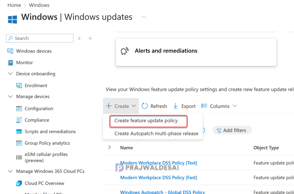 Create a feature update policy to upgrade to Windows 11 26H2 using Intune