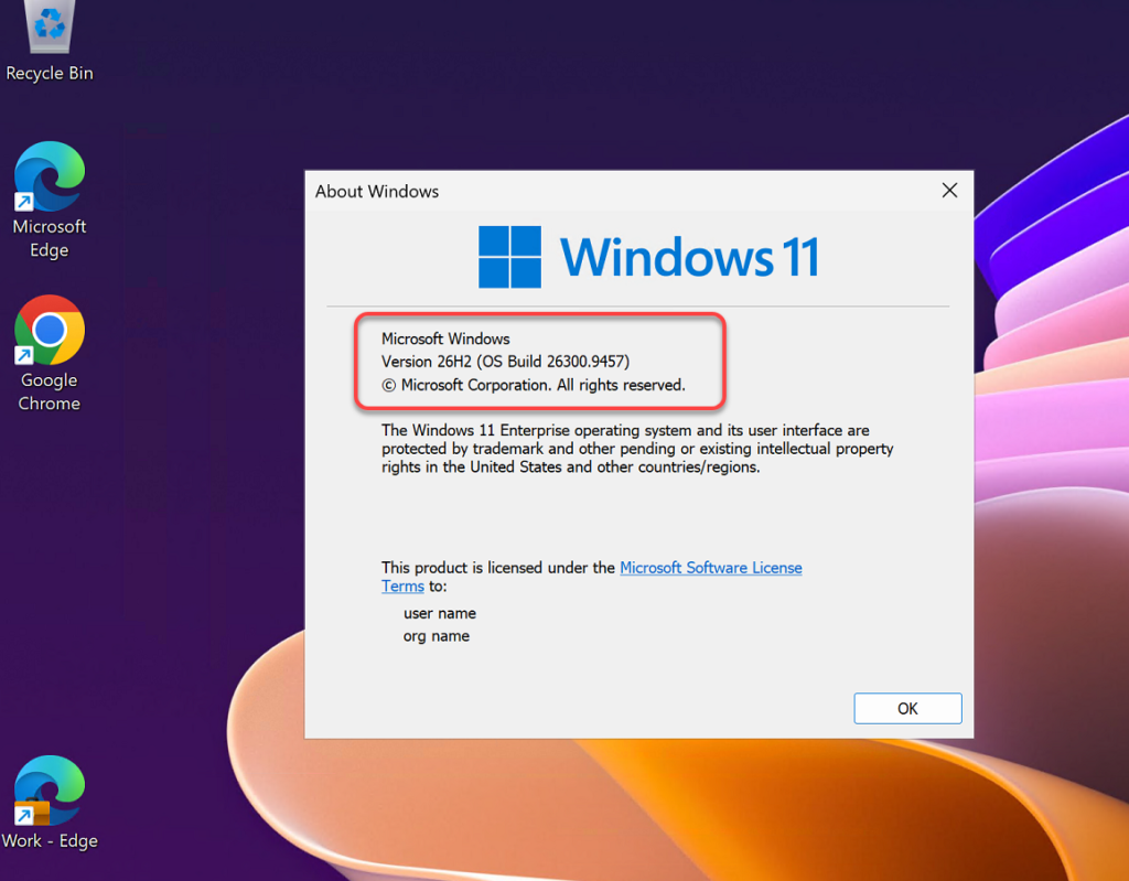 Verify Windows 11 26H2 Version and Build Number
