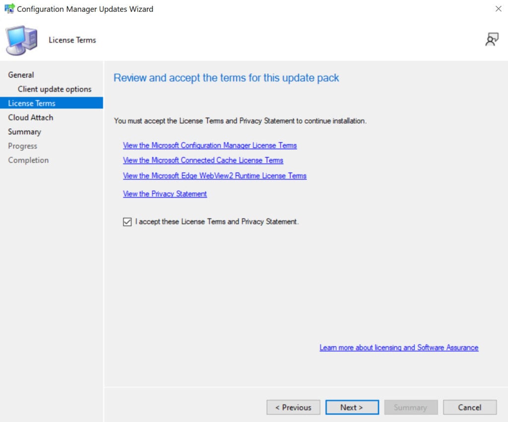 Accept license terms for installing SCCM KB39169655 Hotfix Rollup