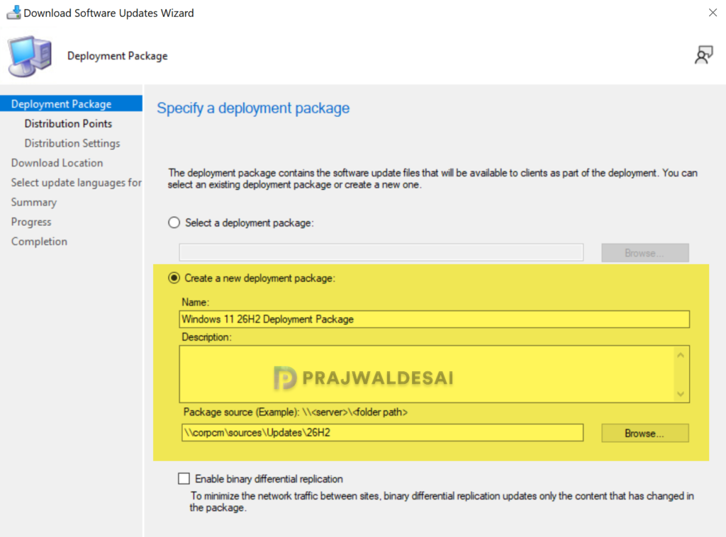 Create a deployment package for Windows 11 26H2 Feature Update