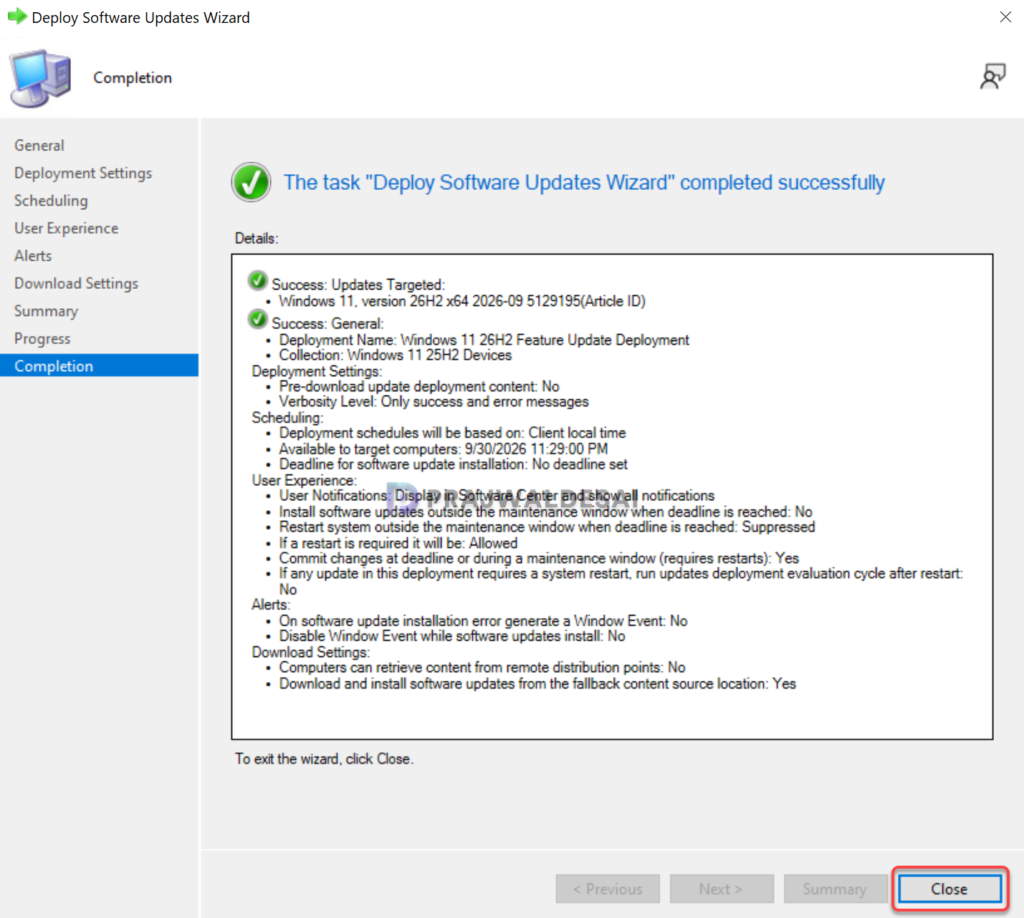 Deploy Windows 11 26H2 update using SCCM