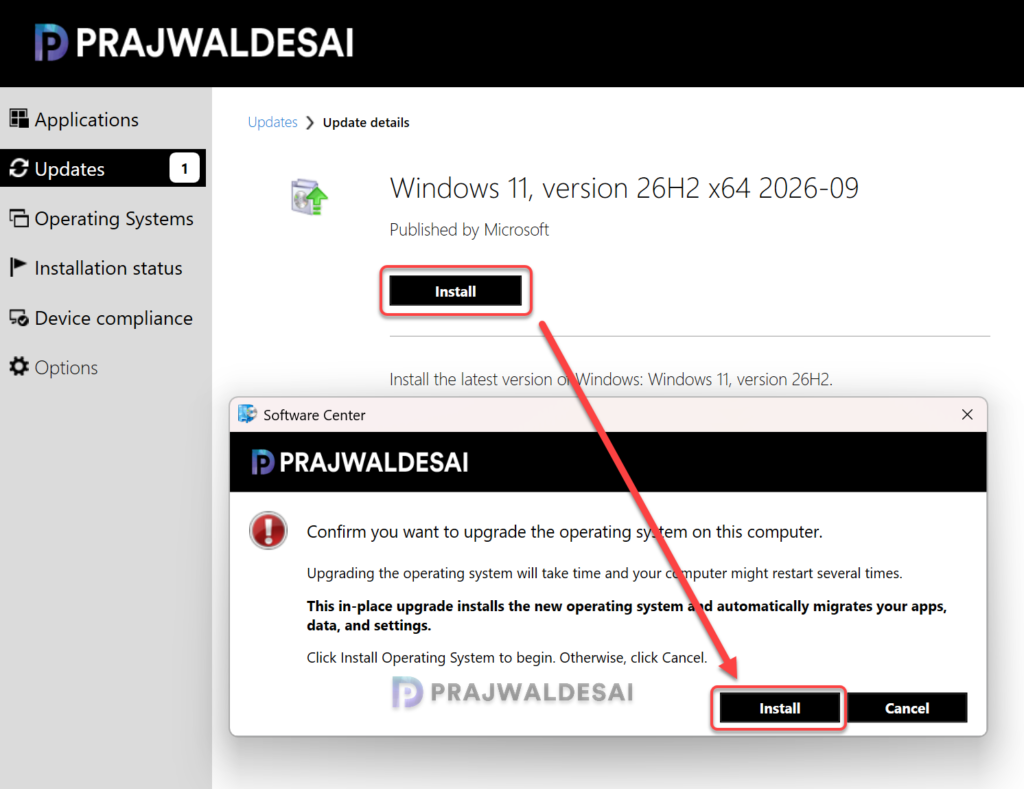 Perform Windows 11 26H2 Upgrade using SCCM