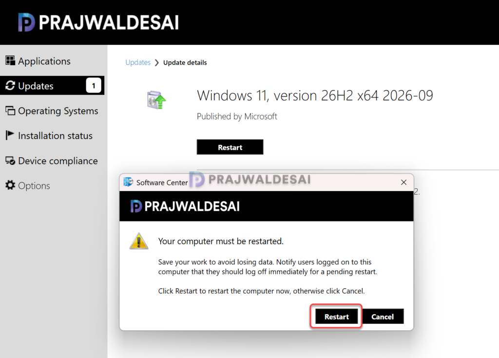 Perform Windows 11 26H2 Upgrade using SCCM